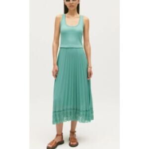 NWT Claudie Pierlot Paris Sleeveless Pleated Skirt Midi Day Dress Size 3 / Large